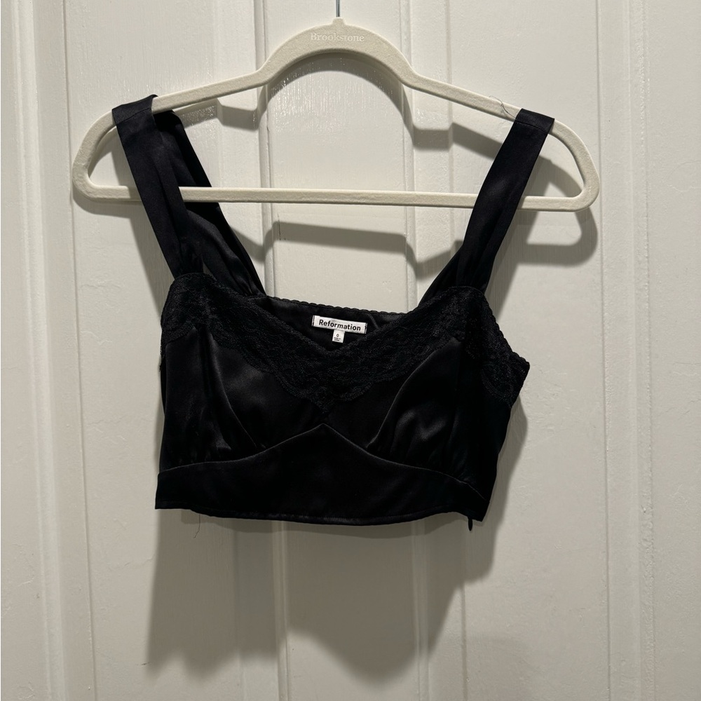 Reformation silk top with lace in size 0